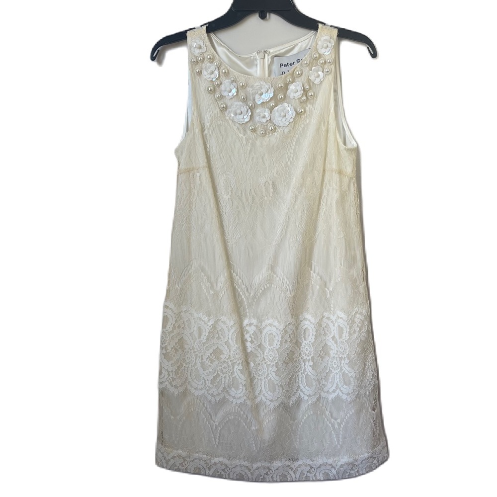 Peter Som BHLDN twiggy wedding dress 8 embellished 3D flowers pearls beaded lace